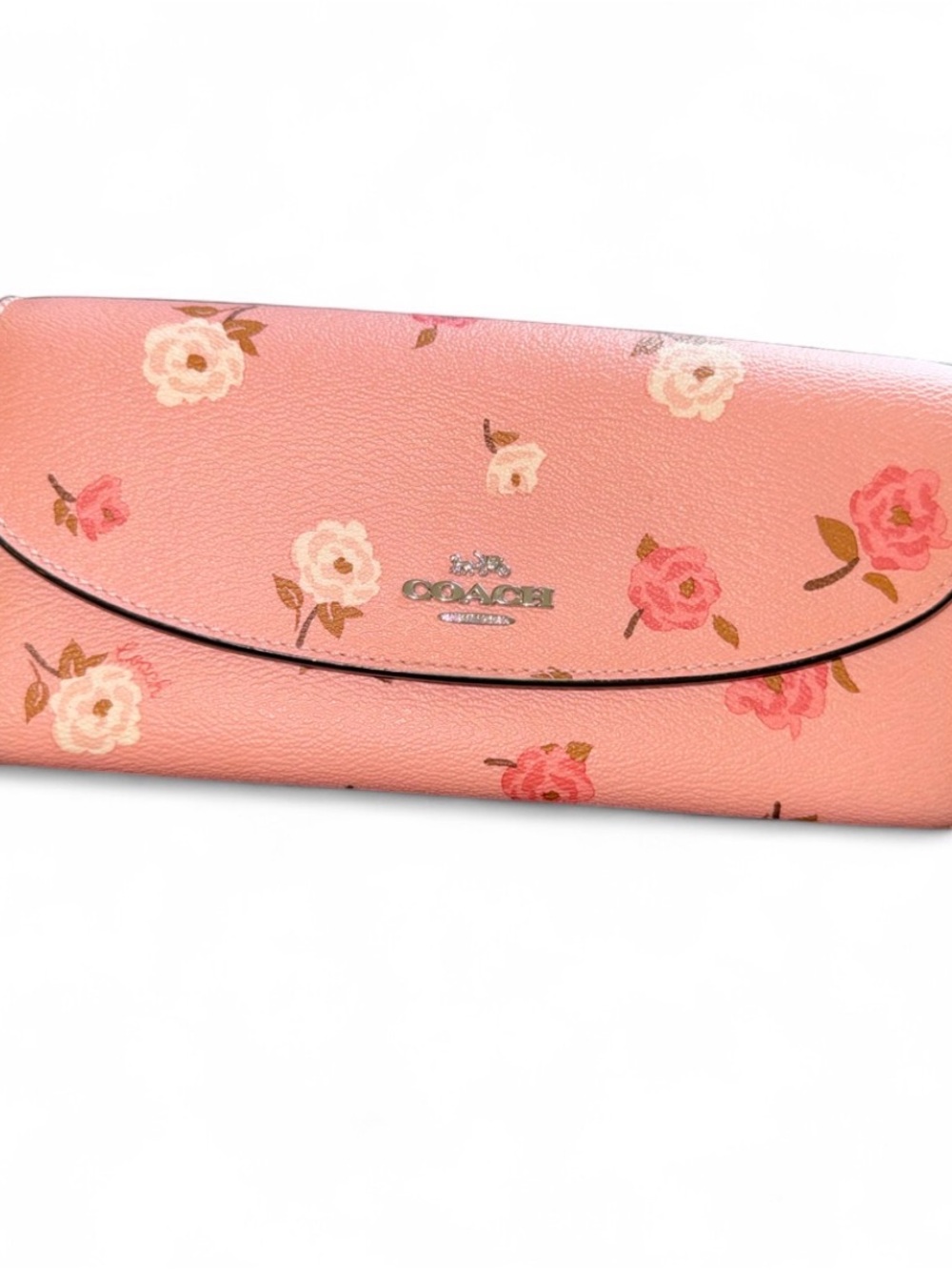 Coach Floral Slim Envelope Wallet Pink Rose Print Long Wallet